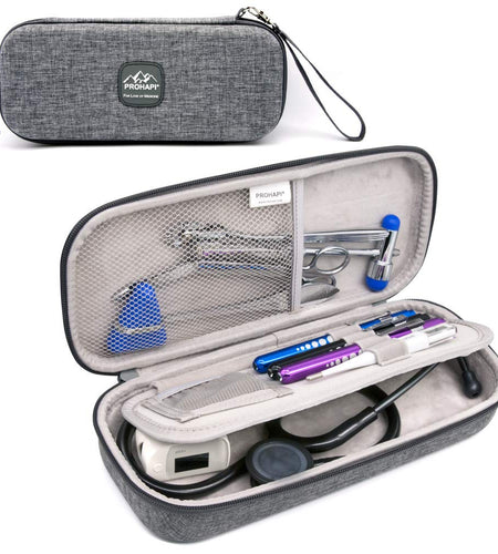 Hard Stethoscope Case, Large Stethoscope Carrying Case with ID Slot, Compatible with 3M Littmann/Adc/Omron/Mdf Stethoscope Includes Mesh Pocket for Nurse Accessories (Volcanic Grey)