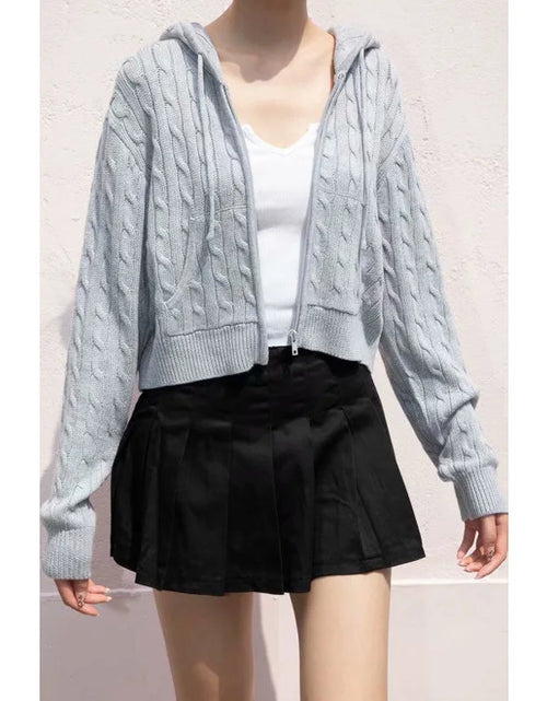Load image into Gallery viewer, Women'S Long Sleeve Knitted Crop Sweater Autumn Zipper Cardigan Girls Brandy Mandy Style Top
