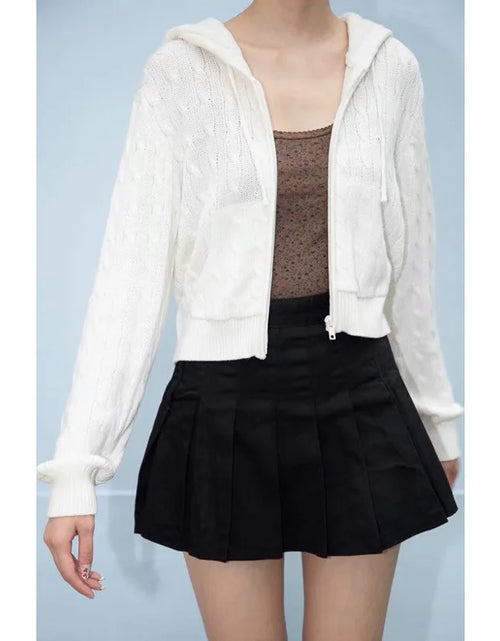 Load image into Gallery viewer, Women'S Long Sleeve Knitted Crop Sweater Autumn Zipper Cardigan Girls Brandy Mandy Style Top
