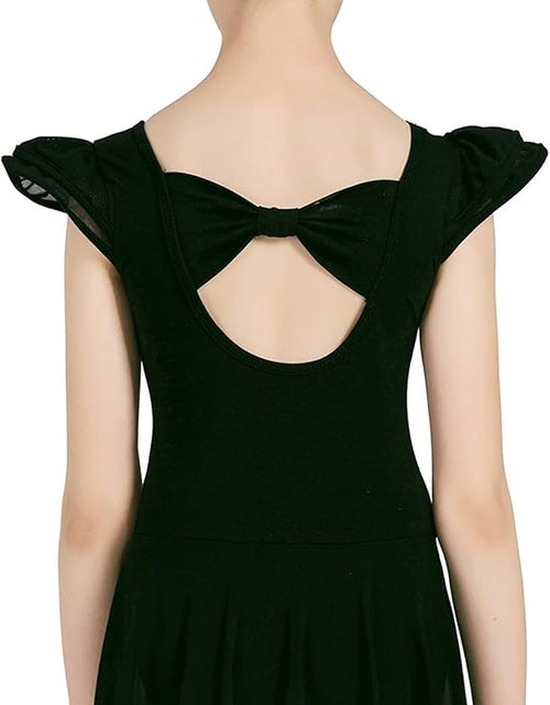 Load image into Gallery viewer, Girls’ Ballet Dance Leotards with Flutter Sleeve Petal Skirt and Bowknot Back
