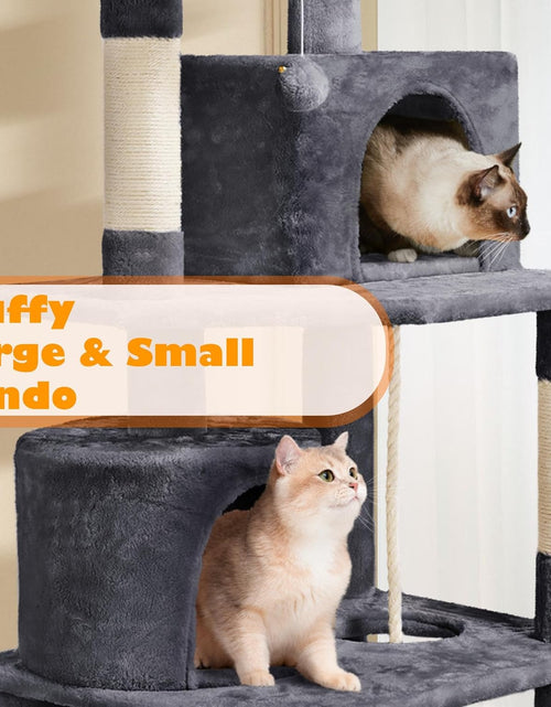 Load image into Gallery viewer, 62.2 Inches Cat Tree Cat Towers Cat Condo with Platform &amp; Hammock, Scratching Posts for Kittens Pet Play House with Plush Perch for Indoor Activity Relaxing
