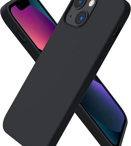 Compatible with Iphone 13 Mini Case, Slim Liquid Silicone 3 Layers Full Covered Soft Gel Rubber with Microfiber Case Cover 5.4 Inch-Midnight