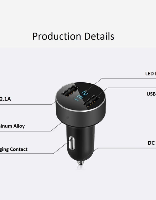 Load image into Gallery viewer, Dual USB Car Charger, 4.8A Output, 12/24 Volt USB Adapter Plug for Cigarette Lighter Voltage Meter, Compatible with Iphone,Ipad, Samsung Galaxy, LG, Google, Black
