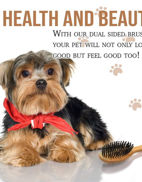 Load image into Gallery viewer, Dog Brush, Double Sided Pet Slicker Brush with Bamboo Handle for Dogs and Cats Long Hair Pets Grooming Comb for Removing Shedding, Tangles and Dead Undercoat
