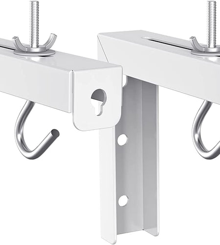 Universal Projector Screen L-Bracket, Wall Hanging Mount, 6 Inch Adjustable Extension with Hook Manual, Spectrum and Perfect Screen Placement, up to 66 Lbs (PSM001), White