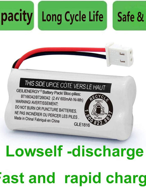 Load image into Gallery viewer, Replacement Battery BT166342 / BT266342 BT183342/BT283342 BT166342/BT266342 Compatible for Cordless Telephones CS6114 CS6419 CS6719 EL52300 Cl80111(Pack of 2)
