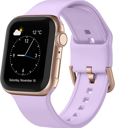 Adepoy Compatible with Apple Watch Bands 45Mm 44Mm 42Mm, Soft Silicone Sport Wristbands Replacement Strap with Classic Clasp for Iwatch Series SE 7 6 5 4 3 2 1 for Women Men, Lavender 42/44/45Mm