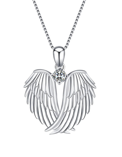 Load image into Gallery viewer, Jewelry on Clearance！Necklaces for Women Angel Wings Necklace 925 Silver Guardian Angel Wings Pendant Birthstone Necklace for Women Jewelry Gifts
