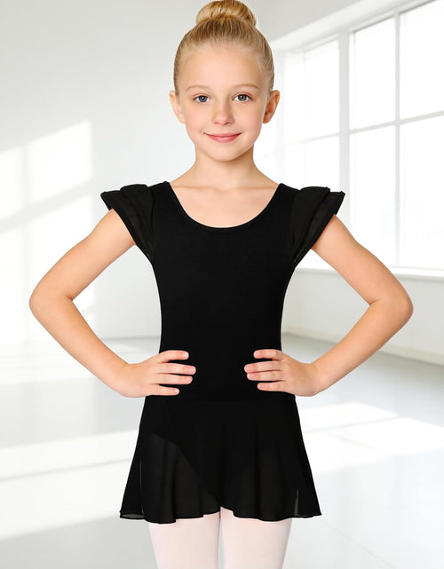 Load image into Gallery viewer, Girls’ Ballet Dance Leotards with Flutter Sleeve Petal Skirt and Bowknot Back
