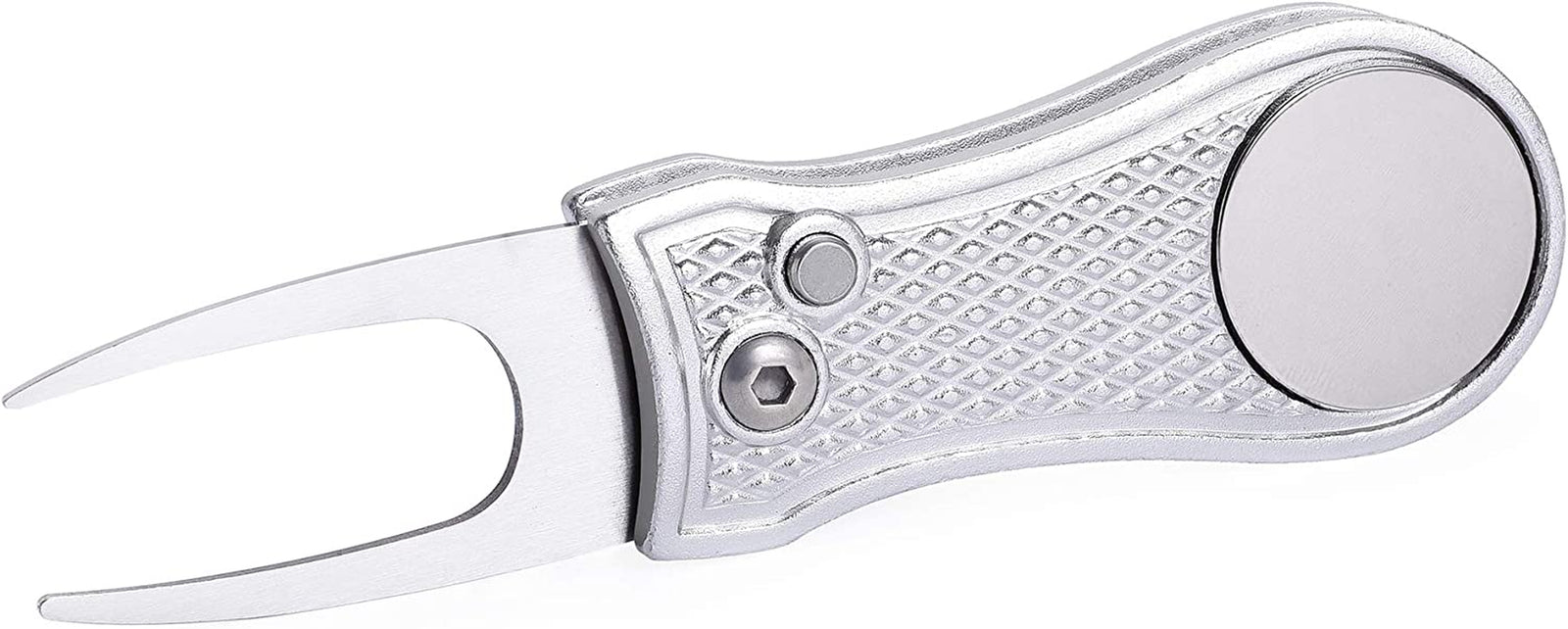 All Metal Foldable Golf Divot Tool with Pop-Up Button & Magnetic Ball Marker (Multi-Colors/Shape)
