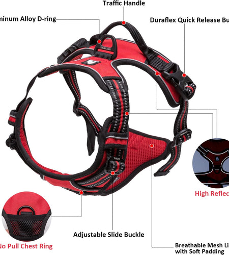 Truelove Adjustable No-Pull Dog Harness Reflective Pup Vest Harnesses Comfortable Control Brilliant Colors Tlh5651(Blue,Xs)