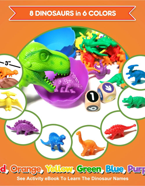 Load image into Gallery viewer, Jumbo Sorting &amp; Counting Dinosaurs Matching Game - Educational Dinosaur Toys for 2 3 4 5 Year Olds with 54 Math Manipulatives, Dino Grabber, Toddler Games Dice, Toy Storage &amp; Kids Activities Ebook
