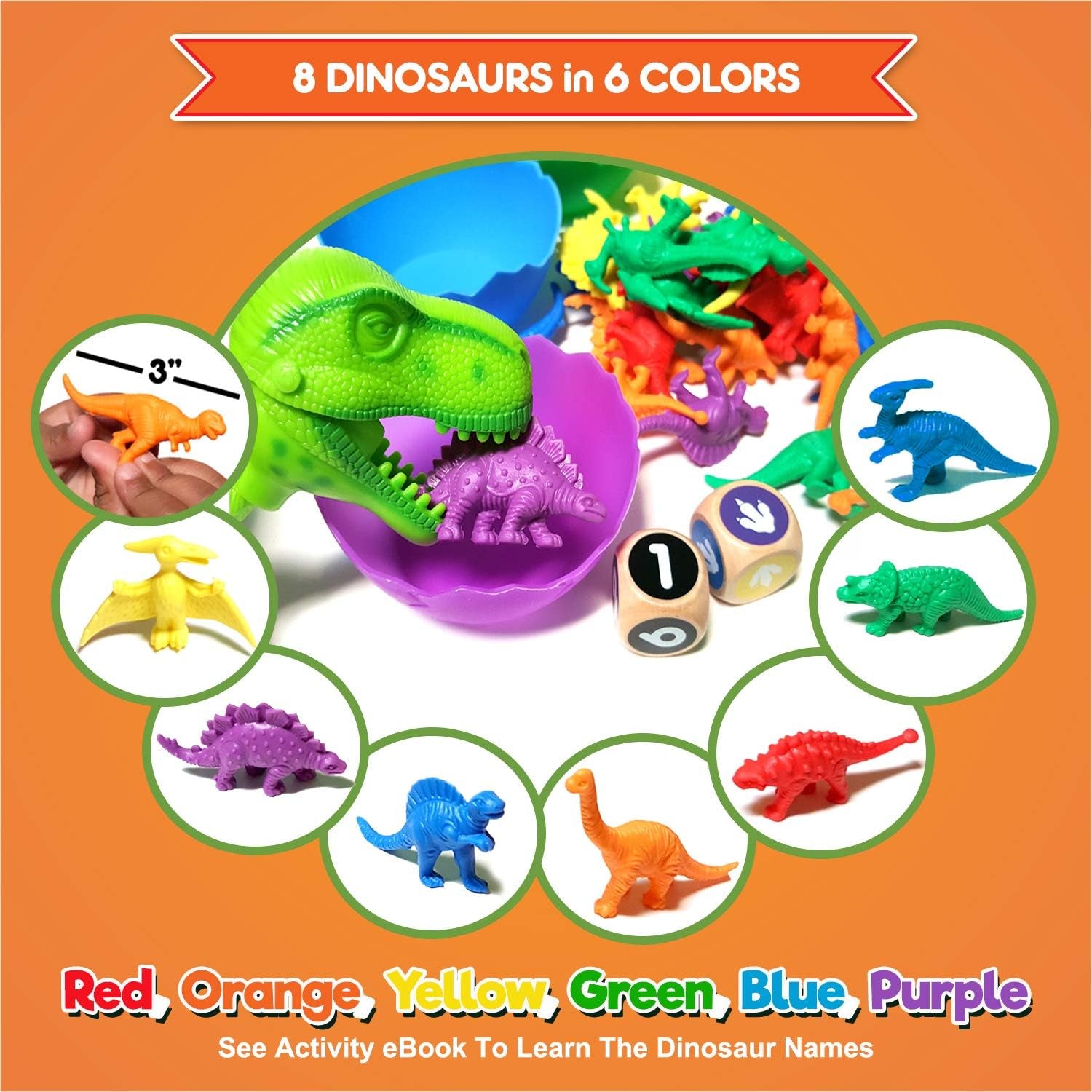Jumbo Sorting & Counting Dinosaurs Matching Game - Educational Dinosaur Toys for 2 3 4 5 Year Olds with 54 Math Manipulatives, Dino Grabber, Toddler Games Dice, Toy Storage & Kids Activities Ebook