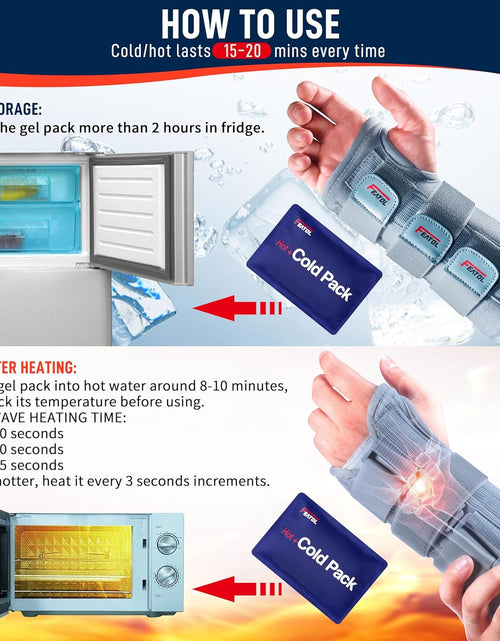 Load image into Gallery viewer, Carpal Tunnel Wrist Brace | Night Sleep Support Brace, Removable Metal Wrist Splint- Hot/Ice Pack, Right Hand, Small/Medium, Adjustable Hand Brace for Men, Women, Relieve and Treat Wrist Pain
