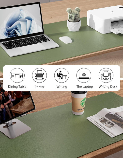 Load image into Gallery viewer, Leather Desk Pad Protector, Mouse Pad, Office Desk Mat, Non-Slip PU Leather Desk Blotter, Laptop Desk Pad, Waterproof Desk Writing Pad for Office and Home (31.5" X 15.7",Olive Green)

