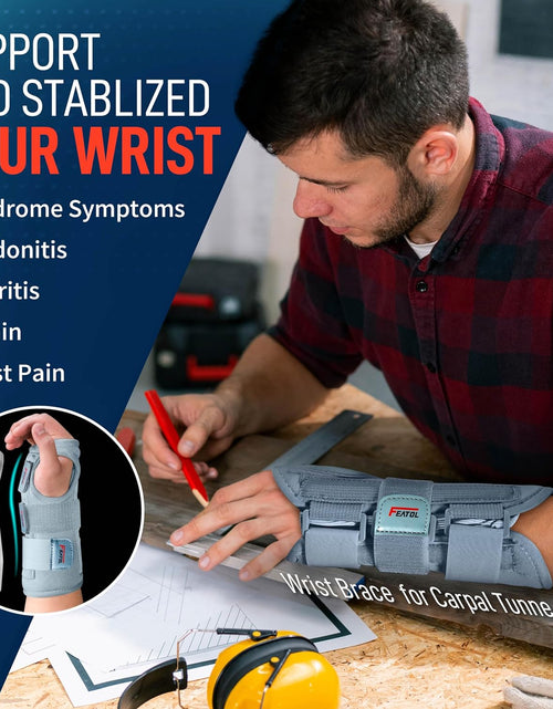 Load image into Gallery viewer, Carpal Tunnel Wrist Brace | Night Sleep Support Brace, Removable Metal Wrist Splint- Hot/Ice Pack, Right Hand, Small/Medium, Adjustable Hand Brace for Men, Women, Relieve and Treat Wrist Pain
