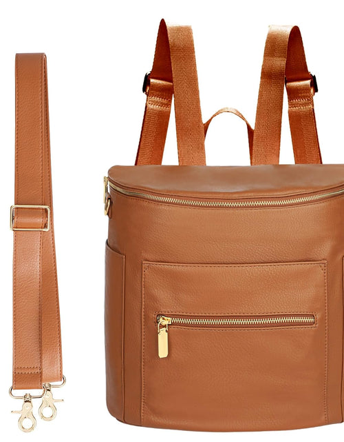 Load image into Gallery viewer, Small Diaper Bag Mini Diaper Bag by , Leather Diaper Bag Backpack with 13 Diaper Bag Organizers,2 Insulated Pockets, and Shoulder Strap(Brown)
