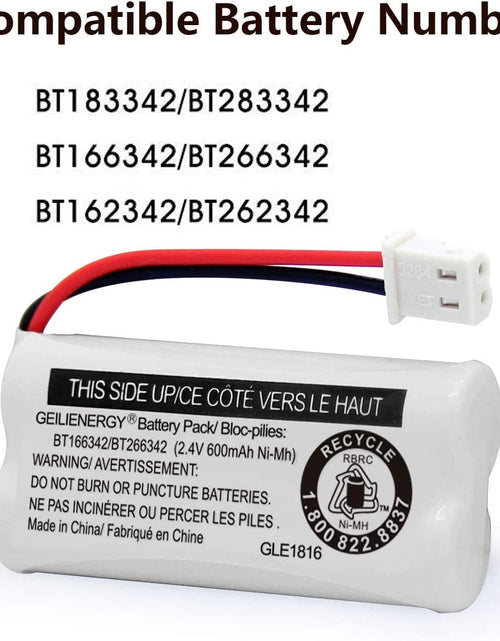 Load image into Gallery viewer, Replacement Battery BT166342 / BT266342 BT183342/BT283342 BT166342/BT266342 Compatible for Cordless Telephones CS6114 CS6419 CS6719 EL52300 Cl80111(Pack of 2)
