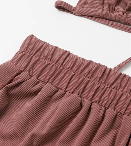 Sexy Front Tie 3 Piece Bikini Set 2025 Women Brown Push up Padded High Waist Swimsuit Female Beach Bathing Suit Swimwear Biquini