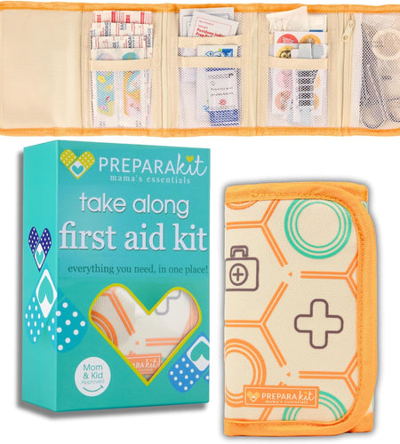 Travel First Aid Kit for Kids - Mini Car, Purse, Backpack, or Diaper Bag 75 Piece Medicine Includes All Essential Medical Supplies Tsa-Approved (Orange Crush)