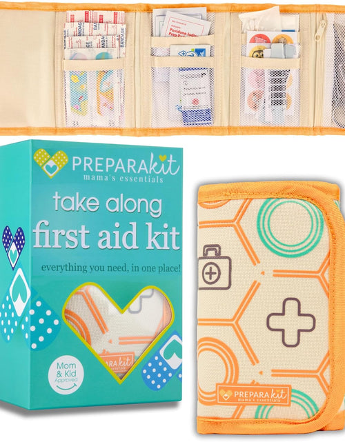Load image into Gallery viewer, Travel First Aid Kit for Kids - Mini Car, Purse, Backpack, or Diaper Bag 75 Piece Medicine Includes All Essential Medical Supplies Tsa-Approved (Orange Crush)
