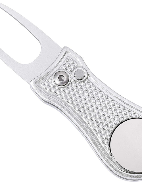 Load image into Gallery viewer, All Metal Foldable Golf Divot Tool with Pop-Up Button &amp; Magnetic Ball Marker (Multi-Colors/Shape)
