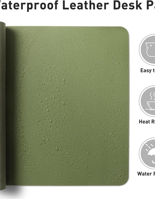 Load image into Gallery viewer, Leather Desk Pad Protector, Mouse Pad, Office Desk Mat, Non-Slip PU Leather Desk Blotter, Laptop Desk Pad, Waterproof Desk Writing Pad for Office and Home (31.5" X 15.7",Olive Green)

