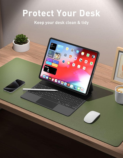 Load image into Gallery viewer, Leather Desk Pad Protector, Mouse Pad, Office Desk Mat, Non-Slip PU Leather Desk Blotter, Laptop Desk Pad, Waterproof Desk Writing Pad for Office and Home (31.5" X 15.7",Olive Green)

