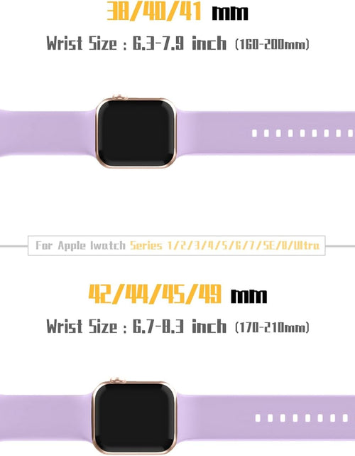 Load image into Gallery viewer, Adepoy Compatible with Apple Watch Bands 45Mm 44Mm 42Mm, Soft Silicone Sport Wristbands Replacement Strap with Classic Clasp for Iwatch Series SE 7 6 5 4 3 2 1 for Women Men, Lavender 42/44/45Mm
