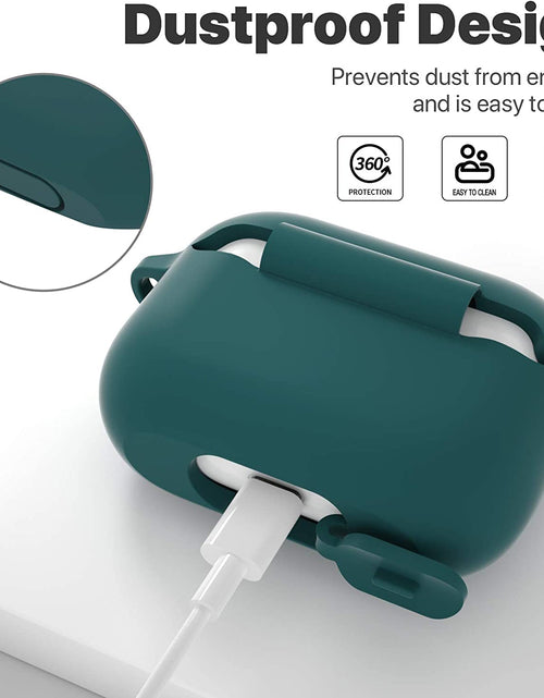 Load image into Gallery viewer, Airpods Pro 1St/2Nd Generation Case Cover, Protective Silicone Skin Accessories with Keychain for Women Men for Apple Airpods Pro 2019/2022 Charging Case,Front LED Visible-Midnight Green
