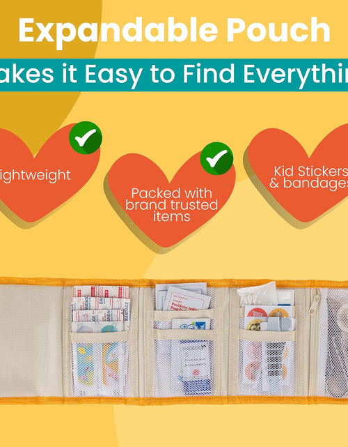 Load image into Gallery viewer, Travel First Aid Kit for Kids - Mini Car, Purse, Backpack, or Diaper Bag 75 Piece Medicine Includes All Essential Medical Supplies Tsa-Approved (Orange Crush)
