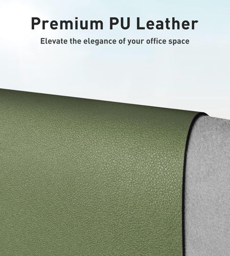 Leather Desk Pad Protector, Mouse Pad, Office Desk Mat, Non-Slip PU Leather Desk Blotter, Laptop Desk Pad, Waterproof Desk Writing Pad for Office and Home (31.5" X 15.7",Olive Green)