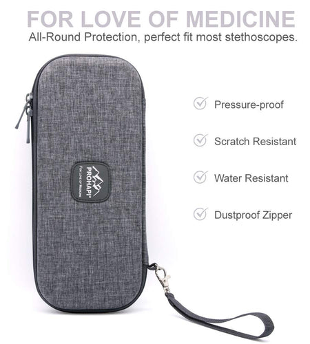 Hard Stethoscope Case, Large Stethoscope Carrying Case with ID Slot, Compatible with 3M Littmann/Adc/Omron/Mdf Stethoscope Includes Mesh Pocket for Nurse Accessories (Volcanic Grey)