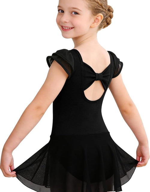 Load image into Gallery viewer, Girls’ Ballet Dance Leotards with Flutter Sleeve Petal Skirt and Bowknot Back
