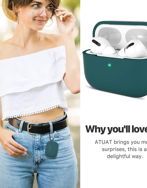 Load image into Gallery viewer, Airpods Pro 1St/2Nd Generation Case Cover, Protective Silicone Skin Accessories with Keychain for Women Men for Apple Airpods Pro 2019/2022 Charging Case,Front LED Visible-Midnight Green
