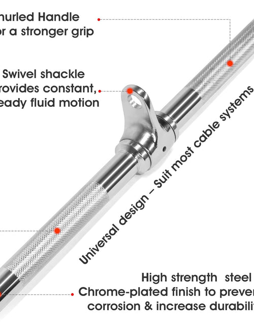 Load image into Gallery viewer, LAT Cable Attachment, Tricep Press down Bar with Diamond Knurl Handle, Support up to 880 Lbs - Rotating Straight Bar, Single D Handle and V Bar
