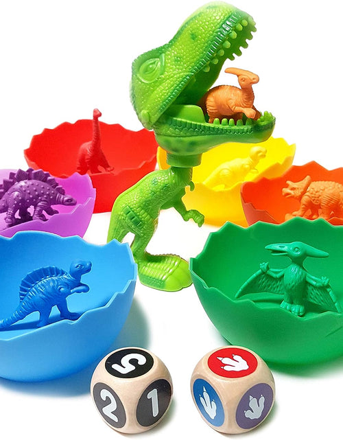 Load image into Gallery viewer, Jumbo Sorting &amp; Counting Dinosaurs Matching Game - Educational Dinosaur Toys for 2 3 4 5 Year Olds with 54 Math Manipulatives, Dino Grabber, Toddler Games Dice, Toy Storage &amp; Kids Activities Ebook
