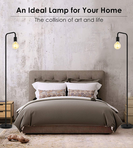 Floor Lamp, Industrial Floor Lamp, 63 Inch Standing Lamp, E26 Socket, On/Off Footswitch, Whole Metal, ETL Listed, Modern Floor Lamp for Bedroom, Living Room, Minimalist, Vintage, Mid Century