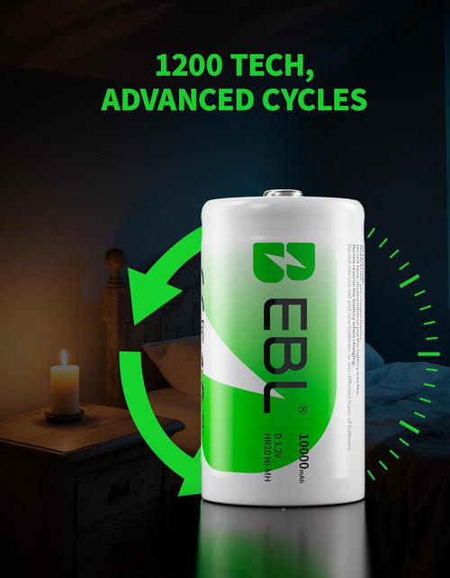 Load image into Gallery viewer, D Cell Batteries 10,000Mah Ultra Pro Ni-Mh Rechargeable D Batteries, 4-Pack(Battery Storage Case Included)
