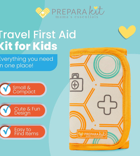 Travel First Aid Kit for Kids - Mini Car, Purse, Backpack, or Diaper Bag 75 Piece Medicine Includes All Essential Medical Supplies Tsa-Approved (Orange Crush)