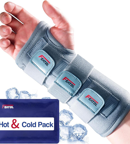 Carpal Tunnel Wrist Brace | Night Sleep Support Brace, Removable Metal Wrist Splint- Hot/Ice Pack, Right Hand, Small/Medium, Adjustable Hand Brace for Men, Women, Relieve and Treat Wrist Pain