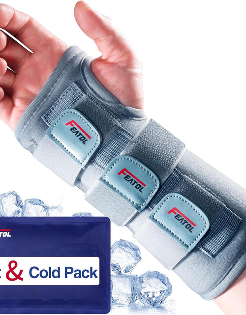Load image into Gallery viewer, Carpal Tunnel Wrist Brace | Night Sleep Support Brace, Removable Metal Wrist Splint- Hot/Ice Pack, Right Hand, Small/Medium, Adjustable Hand Brace for Men, Women, Relieve and Treat Wrist Pain
