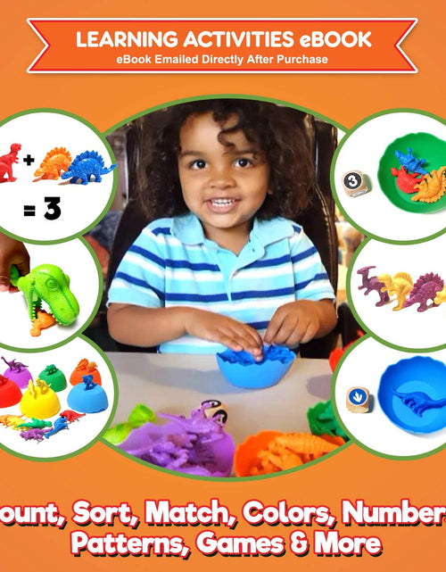 Load image into Gallery viewer, Jumbo Sorting &amp; Counting Dinosaurs Matching Game - Educational Dinosaur Toys for 2 3 4 5 Year Olds with 54 Math Manipulatives, Dino Grabber, Toddler Games Dice, Toy Storage &amp; Kids Activities Ebook
