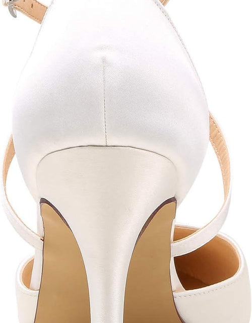 Load image into Gallery viewer, HC1901 Women Pointed Toe High Heel Pumps Straps Satin Wedding Bridal Evening Party Dress Shoes
