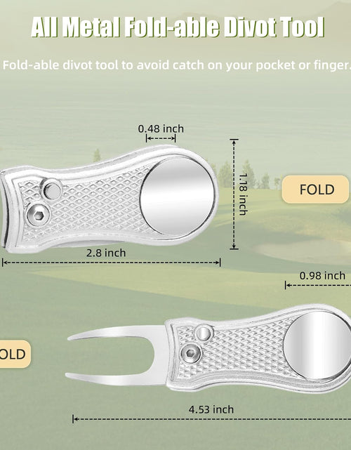 Load image into Gallery viewer, All Metal Foldable Golf Divot Tool with Pop-Up Button &amp; Magnetic Ball Marker (Multi-Colors/Shape)
