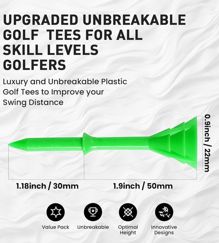 Golf Tees Plastic 3 1/4 Inch Upgrade Unbreakable Bulk Value 30/50 Pack Reduce Friction Side Spin Durable Stable 83Mm Long Tee for Golfer Practice