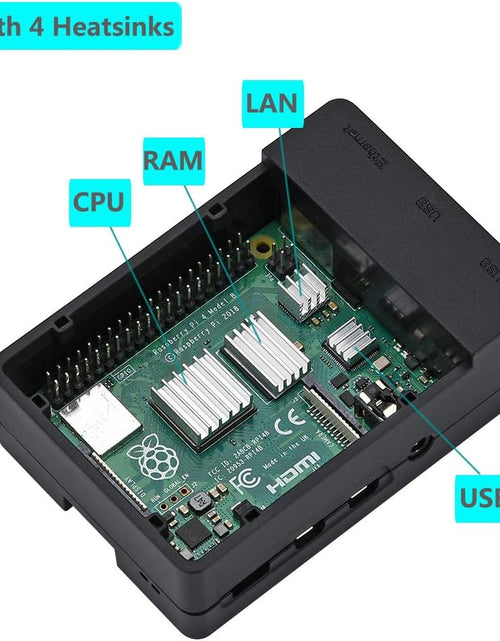 Load image into Gallery viewer, Raspberry Pi 4 Fan ABS Case with Cooling Fan, Heatsink, Simple Removable Top Cover for Pi 4 Model B/ 4B
